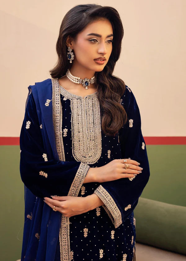 Hooriya Blue velvetine