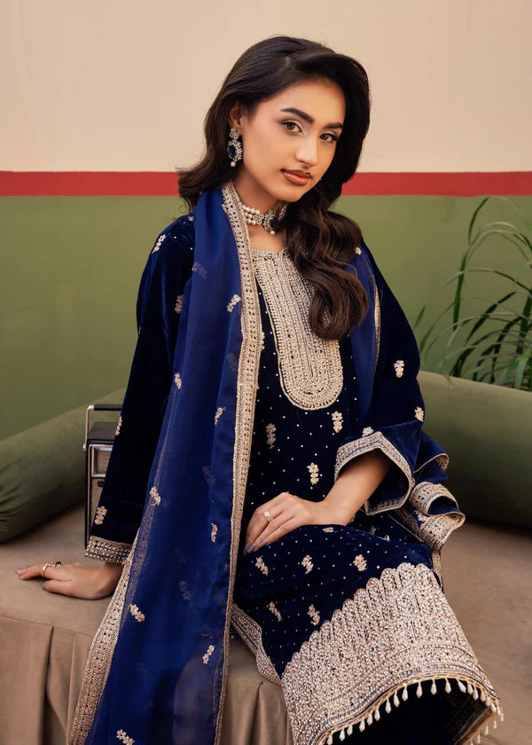 Hooriya Blue velvetine