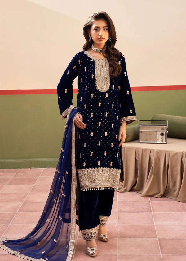 Hooriya Blue velvetine