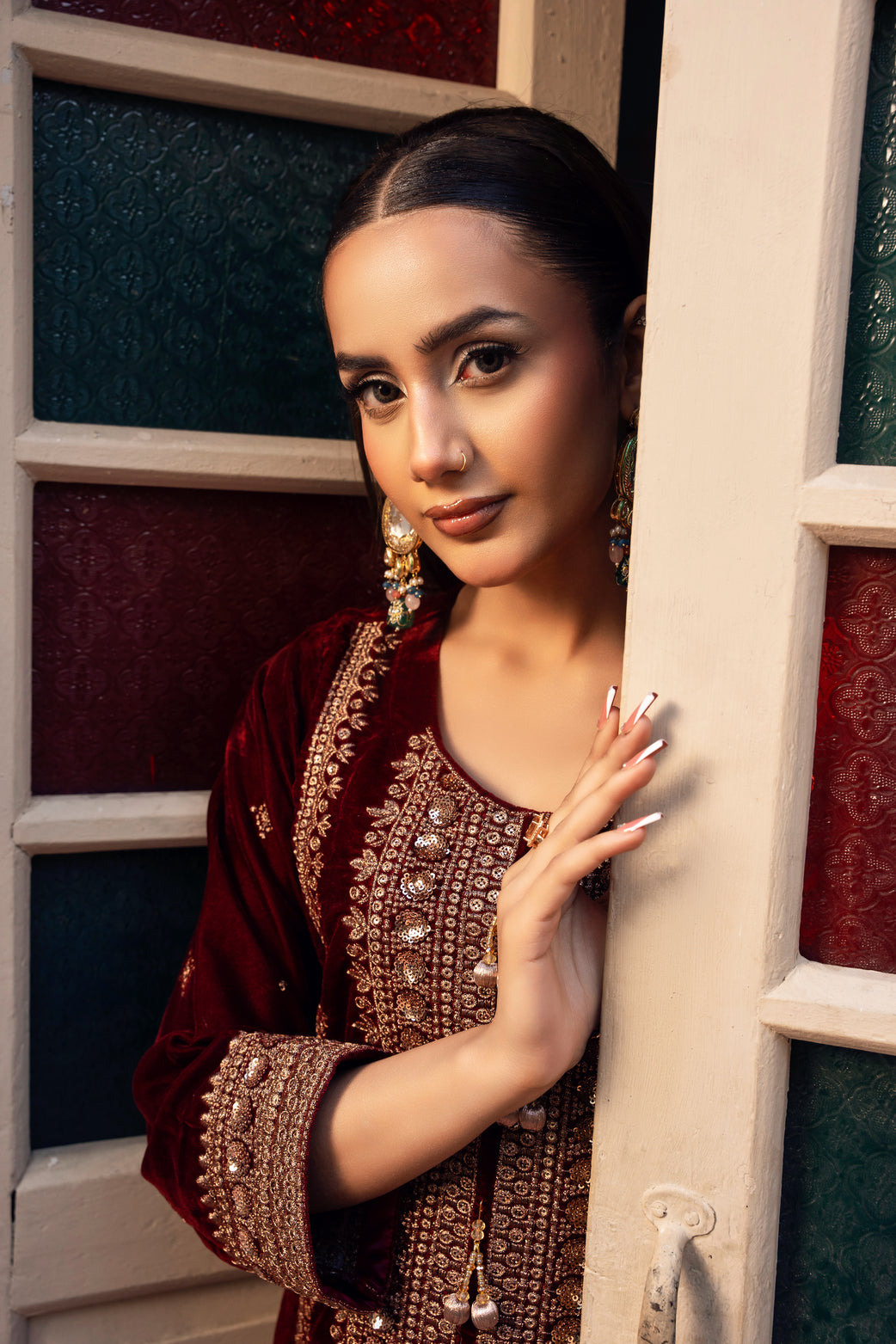 Vareen Maroon Velvet