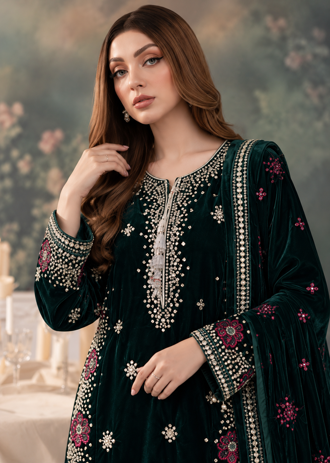 Jazmin Midnight Green Velvet