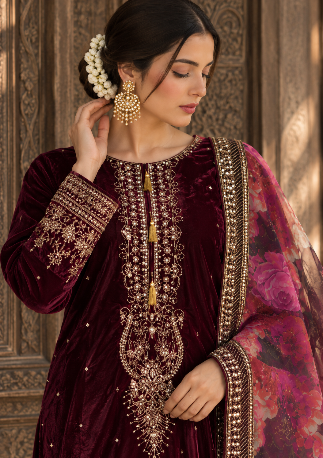 Zarafsha Maroon Velvet