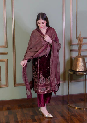 Roshana Maroon Velvetine