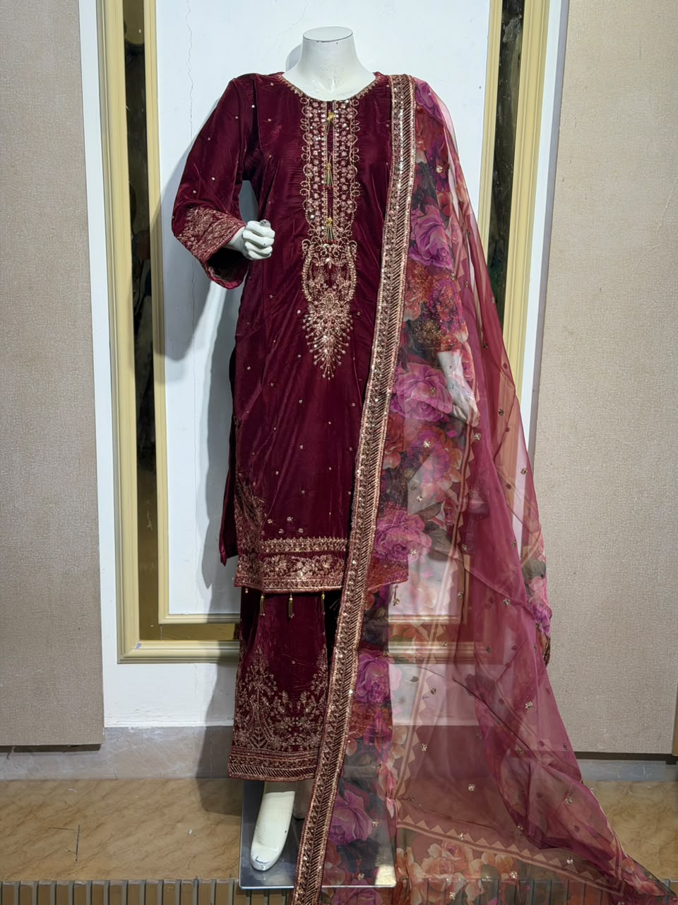 Zarafsha Maroon Velvet