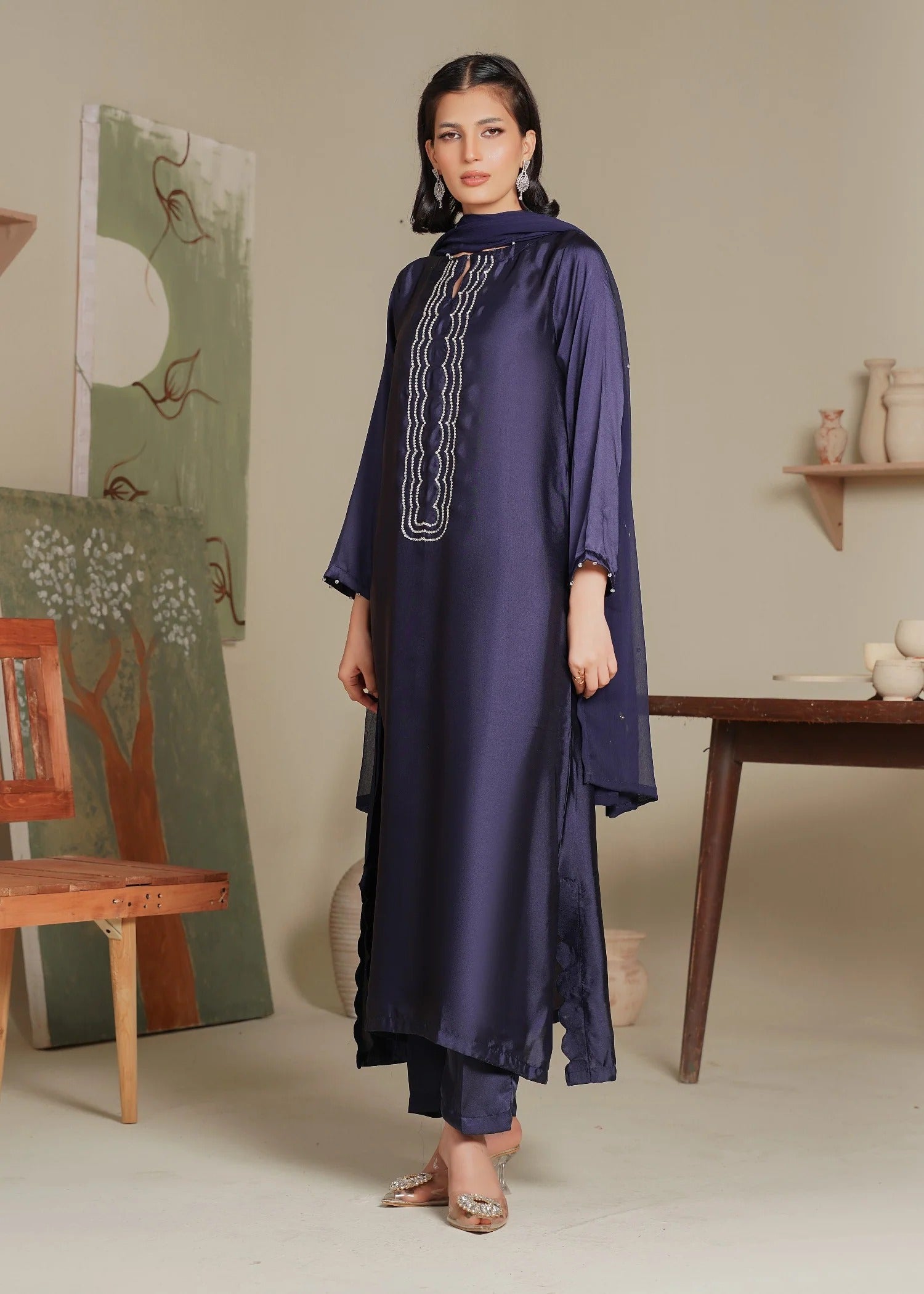 Hania Silken Navy Blue
